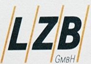 Logo mit schwarzem Text "LZB GmbH" und drei senkrechten gelben Linien auf weißem Hintergrund.