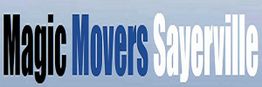 Text "Magic Movers Sayerville" on a gradient blue background.