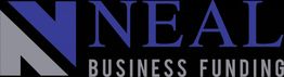 "Neal Business Funding logo with bold blue and gray text on a black background."