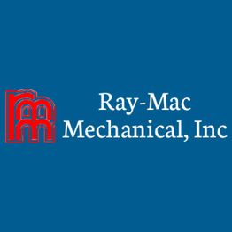 Logo of Ray-Mac Mechanical, Inc. with red emblem on blue background.