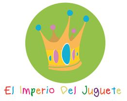 Corona colorida sobre fondo verde, texto "El Imperio Del Juguete" en letras multicolores.