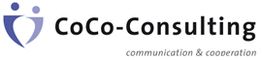Logo von CoCo-Consulting mit stilisiertem Symbol und Slogan "communication & cooperation".