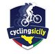 Logo di Cycling Sicily con ciclista stilizzato e mappa della Sicilia in giallo.