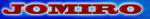 Roter Schriftzug "JOMIRO" auf blauem Hintergrund.