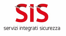 Logo con lettere "SIS" in rosso sopra il testo "servizi integrati sicurezza" in nero.