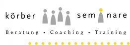Logo mit Schriftzug "körber seminare", Figuren-Silhouetten und Text "Beratung • Coaching • Training".