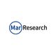 Logo met tekst "Mar Research" in zwart, met "Mar" in een blauwe cirkel.