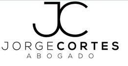 Logo con las iniciales JC sobre el texto "JORGE CORTES ABOGADO" en blanco y negro.
