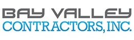 "Logo of Bay Valley Contractors, Inc. with gray and blue text on a white background."