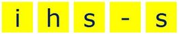 Gelbe Kacheln mit Buchstaben "i", "h", "s", "-", "s" in Schwarz, aufgereiht von links nach rechts.