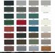 Color swatches with various shades including black, gray, green, red, blue, and bronze.
