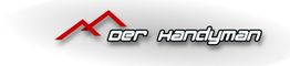 Logo mit rotem Hausdach und Schriftzug "Der Handyman" auf weißem Hintergrund.