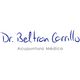 Texto en azul: Dr. Beltran Carrillo. Texto en gris: Acupuntura Médica. Fondo blanco.