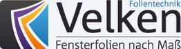 Logo von Velken Folientechnik mit Slogan "Fensterfolien nach Maß".