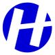 Blaues Logo mit einem stilisierten, weißen Buchstaben "H" in einem Kreis.