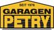 Gelbes Logo mit der Aufschrift "Seit 1976 Garagen Petry".