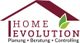Logo mit Hausdach und Blättern, Text: "HOME EVOLUTION, Planung, Beratung, Controlling".