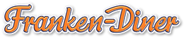"Logo mit der Aufschrift 'Franken-Diner' in orangefarbener, stilvoller Schriftart."