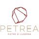 Logo con forma geometrica rossa sopra le scritte "PETREA" e "PIETRE DI LUSERNA".