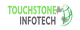 Touchstone Infotech logo with a stylized globe on the right in green and gray.