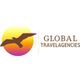 Silhouette of a bird over a sunset with "Global Travel Agencies" text on the right.
