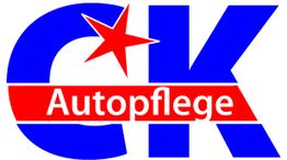 Logo mit blauen Buchstaben "C" und "K", rotem Stern und Schriftzug "Autopflege" in Rot.