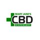 Logo of Mary Jane's CBD Dispensary with a green cross and text in green and black.