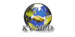 Handschlag vor Globus mit "KV-MED" darunter.