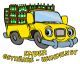 Gelber Cartoon-LKW mit Kisten auf der Ladefläche. Text: "Kleiner Getränkefachgroßhandel".