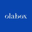 Logo de "olabox" en fondo azul.