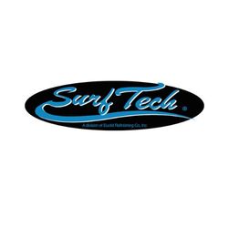 SurfTech logo featuring blue text on a black oval background.