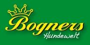 Logo "Bogners Hundewelt" in gelber Schrift auf grünem Hintergrund mit einer Krone darüber.
