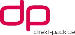 Logo mit den Buchstaben "dp" in Rot und dem Text "direkt-pack.de" in Schwarz.