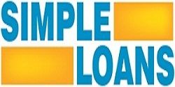 "Simple Loans" logo with blue text and orange rectangles.