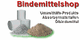 Bindemittelshop-Logo mit Abbildungen von Bindemitteln und Text zu Umweltprodukten.