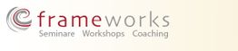 Logo mit Schriftzug "frameworks" und den Worten "Seminare", "Workshops", "Coaching".
