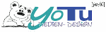 Logo mit einem lächelnden Panda und dem Text "YoTu MEDIEN-DESIGN".