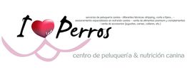 Logo con texto "I love Perros", servicios de peluquería y nutrición canina.