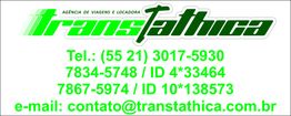 Cartão da Transtathica com contatos: (21) 3017-5930, etc. Email: contato@transtathica.com.br.