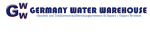 Logo mit Text: Germany Water Warehouse, Händler von Wasseraufbereitungssystemen.
