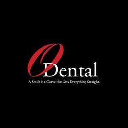 Logo with a red "O" and "Dental" text; tagline: "A Smile is a Curve that Sets Everything Straight."