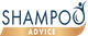 Shampoo Advice logo with text on a stylized, golden ribbon and a person icon.