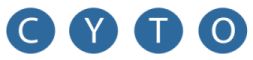 Blaues Logo mit vier Buchstaben "CYTO", jeweils in einem Kreis.