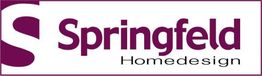 Logo: Großes "S" links, daneben steht "Springfeld Homedesign" in lila Schrift auf weißem Hintergrund.