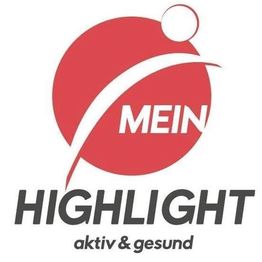 Rotes und weißes Logo mit der Aufschrift "Mein Highlight aktiv & gesund".
