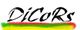 Schwarzer Schriftzug "DiCoRs" mit gelbem, grünem und rotem Pinselstrich darunter.
