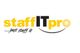 Logo mit Text "staffITpro" in Gelb und Schwarz, darunter "...just staff it" in Kursivschrift.
