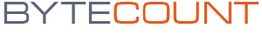 Logo mit dem Wort "BYTECOUNT" in grauer und orangener Schrift.