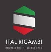 Logo Ital Ricambi con forma esagonale e colori della bandiera italiana su sfondo nero.