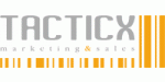 Logo mit Schriftzug "TACTICX marketing & sales" und orangen Streifen auf weißem Hintergrund.